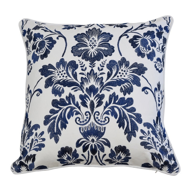 Navy Embroidered Cotton Cushion Cover - Image 1