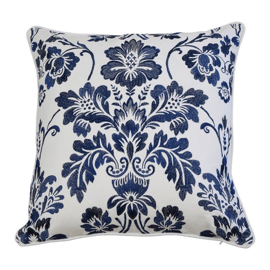 Navy Embroidered Cotton Cushion Cover - Image 1