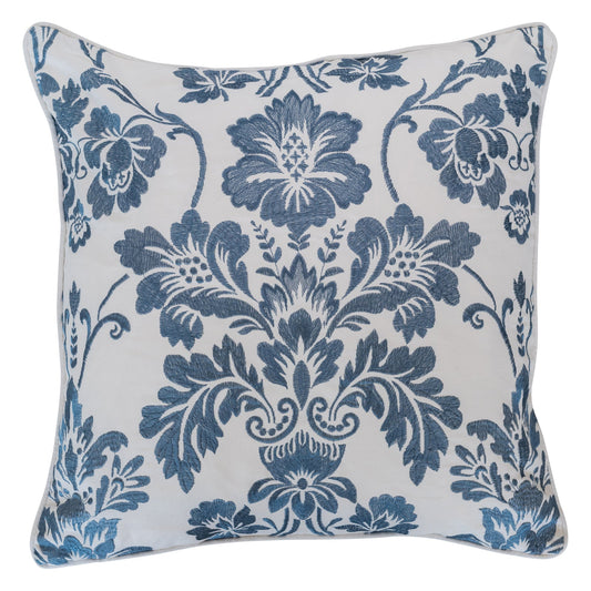 Ocean Blue Embroidered Cotton Cushion Cover - Image 1