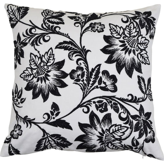 Black Embroidered Cotton Cushion Cover - Image 1