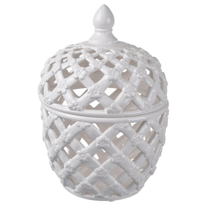Tall Ceramic Lattice Lidded Jar - Image 2