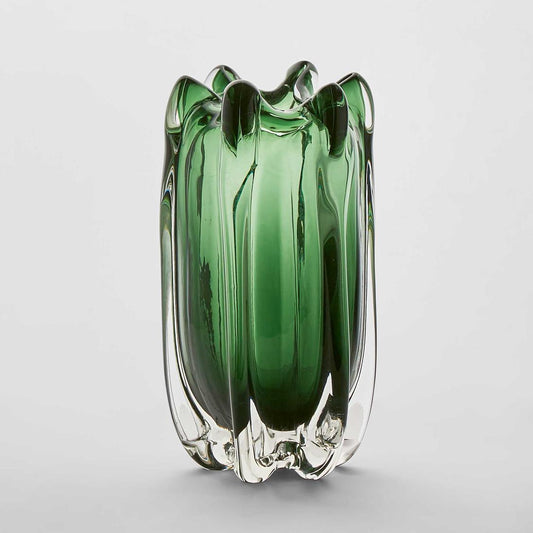 Large Green Handblown Glass Vase - Image 1