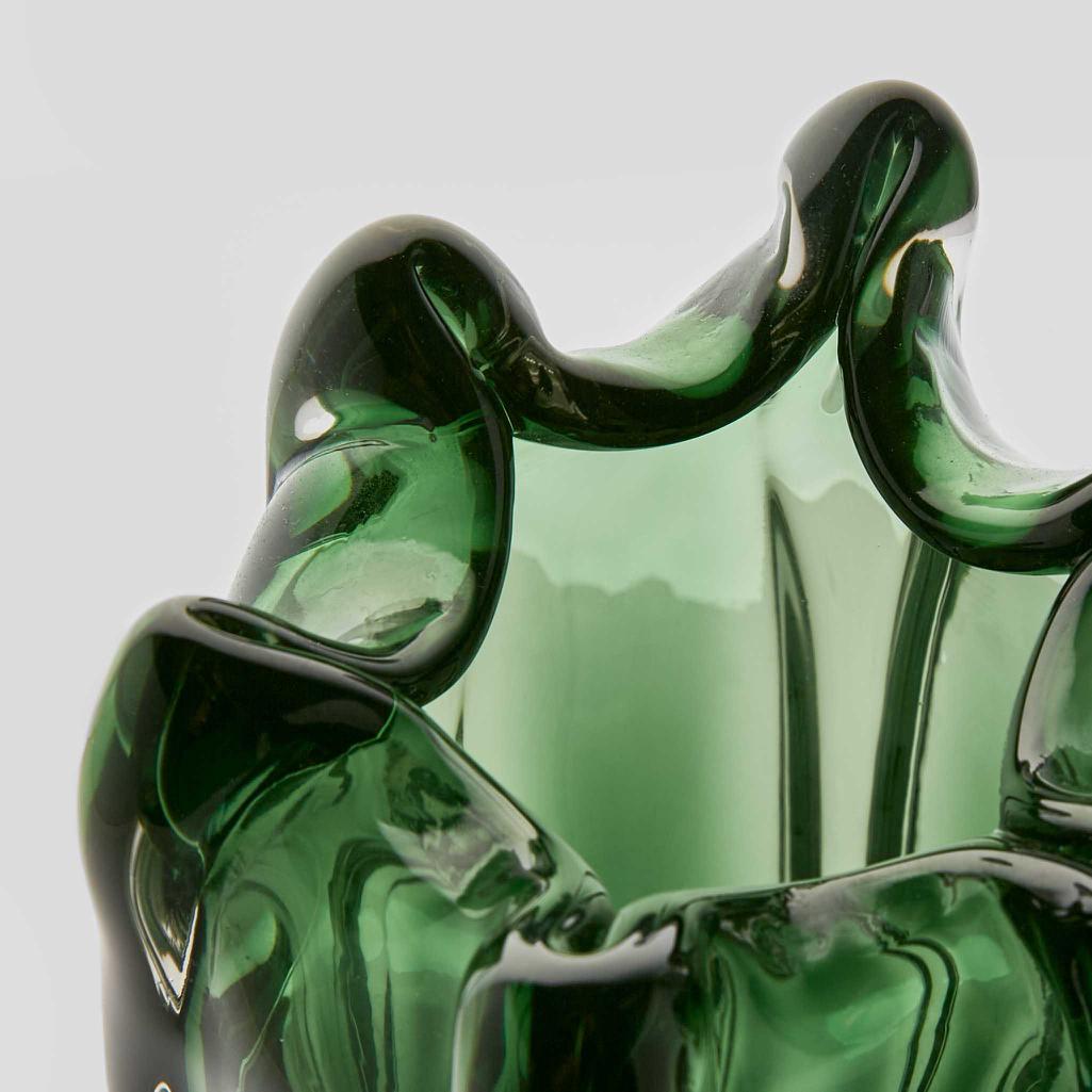 Large Green Handblown Glass Vase - Image 3
