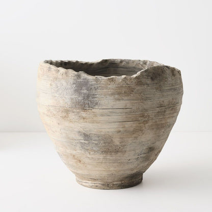 Textured Brown Gray Decorative Pot - Image 3