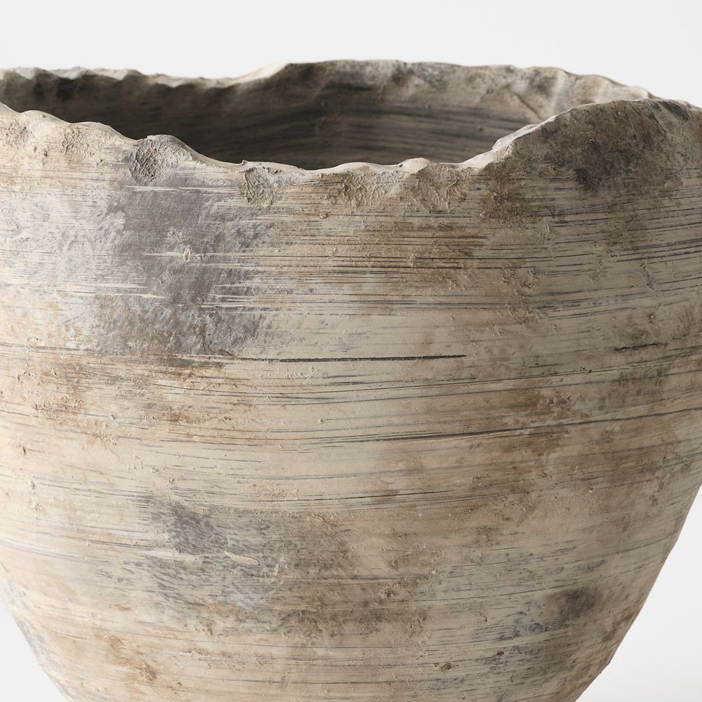Textured Brown Gray Decorative Pot - Image 2