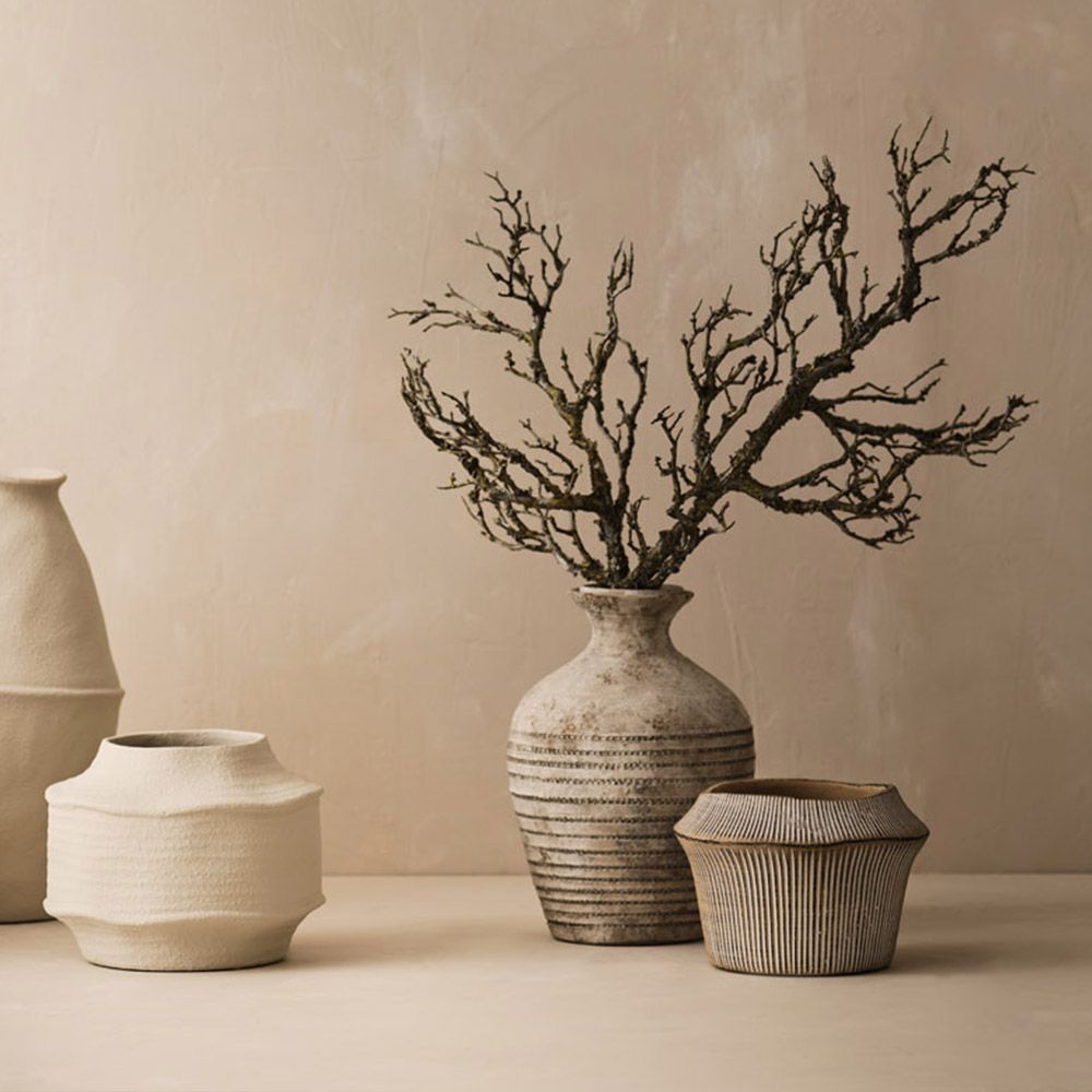 Clove Gray Textured Ceramic Vase - Image 1