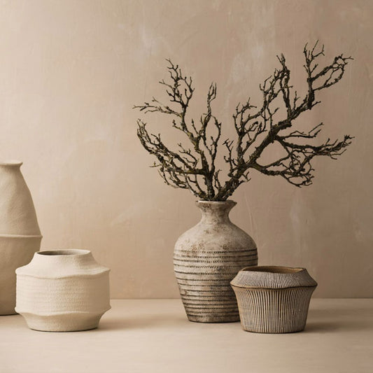 Clove Gray Textured Ceramic Vase - Image 1